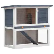 Outdoor Rabbit Hutch 1 Door Grey Wood vidaXL