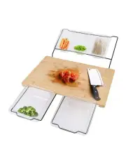[Living Today] Extensible Bamboo Cutting Board Set in Brown