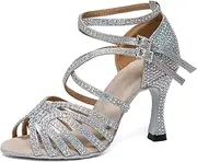 [SWDZM] Women's Rhinestone Ballroom Dance Shoes Latin Salsa Tango Professional Performance Shoes,Model YCL604