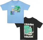 [Isaac Morris Limited] Trash Truck Characters Boys 2-Pack Short Sleeve T-Shirt Bundle Set for Kids