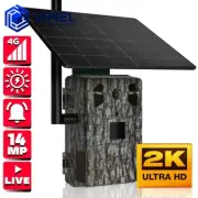 4G Trail Camera Solar Panel 24/7 Wildlife Game Cam 2.7K Outdoor Wireless Battery