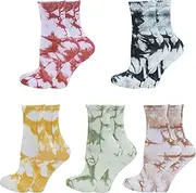 [Bienvenu] Kids Socks Boys Girls Tie Dye Socks Funny Dress Novelty Socks 5 Pairs