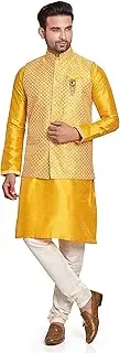 [Elina fashion] Men's Art Silk Kurta Pajama ( Bottom ) & Nehru Jacket (Waistcoat) - Indian Diwali Traditional Wear
