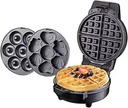 Mini Waffle Maker, 600W Waffle Iron, LED Indicator Light, Non-Stick Coating, Non-Slip Handle, Three Different Removable Plates, Waffle Plate, Cartoon Cake Plate, Donut Plate, Suitable for Kitchen