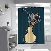 Blue Shower Curtains for Bathroom Decor Vase Flowers Plants Still Life Bath Curtain with Plastic Hooks Waterproof Polyester Fabric 180 x 180 cm