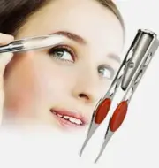 TWEEZERS Built In Light Stainless Steel Pluck in the dark LED Grooming