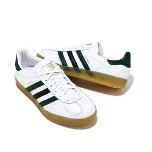 【adidas 愛迪達】休閒鞋 Gazelle Indoor W 女鞋 雲白 學院綠 膠底 小白鞋 愛迪達(IE2957)