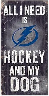 NHL Tampa Bay Lightning Unisex Tampa Bay Lightning Hockey and My Dog Sign, Team Color, 6 x 12