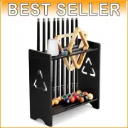 Compact 9 Cue Oak Rack with Chalk Holder - Ideal for Game Rooms & Man Caves