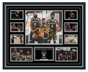BROOKLYN NETS KEVIN DURANT JAMES HARDEN KYRIE IRVING SIGNED FRAMED MEMORABILIA