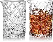 Tebery 2 Pack Crystal Cocktail Mixing Glass, 22Oz Thick Bottom Seamless Bar Mixing Pitcher, Professional Quality