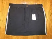 NWT Dorothy Perkins Black Denim with Sparkly Metallic Stripe Mini Skirt, Sz 16