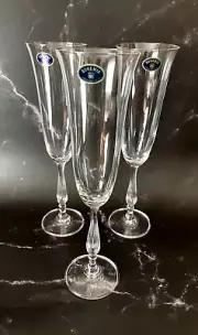 Champagne Flute set of 6 Crystal Glass Wine glass 6oz/190ml Bohemia Czech Gift