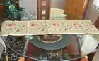 Silk Fabric Embroidered Brocade Border Beige Color Table Runner from India