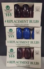 Vintage C9 Christmas Light Bulbs set of 12 New Old Stock Red & Blue