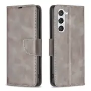 For Samsung Galaxy S25 Case, Lambskin Textured PU Leather Wallet Cover, Grey