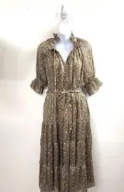 Melloday Brown Dress Floral Pattern Peasant Tiered Cottagecore Nordstrom NWT Med