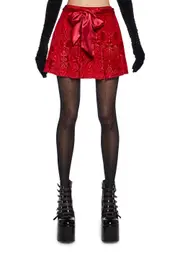 [Dolls Kill] December Dilemma Mini Skirt - Red (Brooklyn)