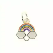 Rainbow Connector Silver Tone Enamel Charms - E383