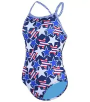 DOLFIN GIRL'S UGLIES PRINT ONE PIECE SWIMSUIT, GLORY, Size 16