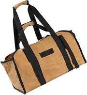 1Pc Canvas Firewood Storage Bag Log Carrier with Double Handles for Camping Home Use Wood Tote Bag for Storage Khaki Firewood Holder