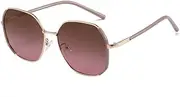 [HAZARA] Gradient Color Large Frame Sunglasses Anti-Ultraviolet Metal Polarized Sunglasses Women's Sunglasses (Color : 1)
