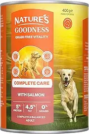 Nature's Goodness Complete Care Adult Wet Dog Food, Salmon 12x400g - Grain Free Everyday Nutrition, Supports Joints, Immunity, Skin & Digestion