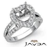Diamond Engagement Heart Shape Ring 1.55Ct Platinum 950 Halo Pave Set Semi Mount