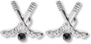 Infinity Collection Hockey Stick Earrings – Plated Studs with Sparkly Rhinestones, Ice Hockey Jewelry & Gifts for Female Players