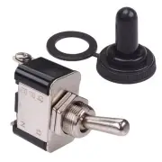 Off-(On) Momentary 12mm Toggle Switch with Waterproof Cover 15A Screw Terminals