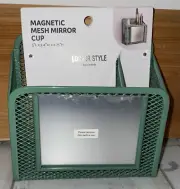 U Brands Magnetic Mesh Mirror Storage Cup/Bin For Locker/Home - Green - NEW