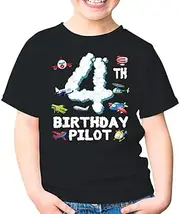[Generic] 4th Birthday Future Pilot 4 Year Old Birthday Airplane Party Aircraft Aviation Plane Toddler Shirt