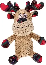 VANZACK Christmas Plush Reindeer Dog Chew Durable Squeaky Pet for Small Puppies for Teething and Interactive Play Promotes Healthy Growth and Entertainment