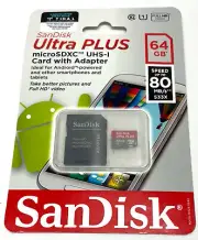 SanDisk Ultra PLUS microSDXC (UHS-1) (64GB) (SDSQUSC-064G-ANCMA) (NISB)