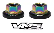4 VMS RACING STRUT TOWER DRESS UP BLACK WASHERS & NEOCHROME NUTS FOR SUBARU (for: Subaru)
