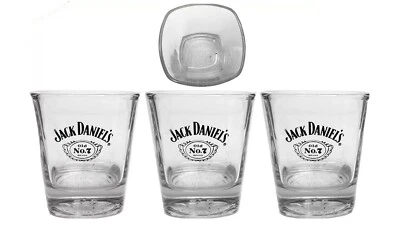 JACK DANIELS WHISKEY No.7 -3 x EMBOSSED BASED TUMBLER GLASSES BNWOB MAN CAVE USA