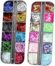 OHPHCALL Nail Art Charms Butterfly Sequin Set 12 Colors Glitter Powder for Eye Shadow Stylish Nail Accessories