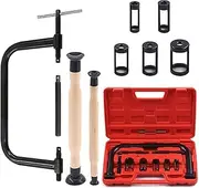 Swpeet 13Pcs Black Valve Spring Compressor Tools Assortment Kit, Including 5Pcs Pusher Adaptors,Extension Screws,Valve Lapper Set and Compression Bar for Motorcycle Car Small Engine Vehicle