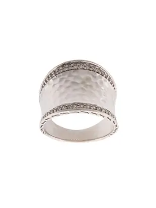 Classic Chain hammered saddle diamond ring