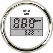 ZFGVGNMTYA Marine 52mm Digital Tachometer Car Truck Boat Tacho Gauge with Hourmeter Waterproof 0-9990RPM Car Tachometer(AB)
