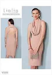 [VOGUE PATTERNS] V1531AX5 Misses' Cowl-Neck Open-Back Dress 4-6-8-10-12 Orange