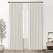 [SHINELAND] Cream 90 Inch Blackout Soundproof Curtains, Sound Blocking for Window Doorway, Noise Cancelling, Soft White