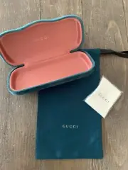 Gucci Green Velvet Clamshell Sunglasses Case Set Dust Bag Cloth New