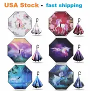 C-Handle Inverted Reverse Umbrella, Unicorn print (Inside-out, Upside-down)