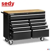 9 Drawer Tool Box Chest Cabinet Trolley Box Garage Storage 360° Casters Lock