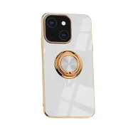 For iPhone 14 Plus Case Electroplating Luxury Kickstand Ring Holder Cover White