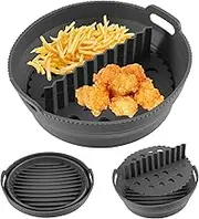Silicone Tray for Air Fryer ，Round Reusable Baking Trays Air Fryer Liners,Air Fryers Pot with Food Dividers, Heat Resistant Kitchen Gadget for Kitchen