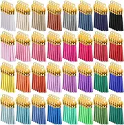 SIQUK 160-Piece Keychain Tassels - Leather Tassel Pendants & Charms in 32 Colors, Gold Cap
