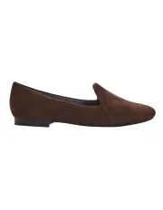[Wide Steps] Castle Flat Shoes in Chocolate Suede