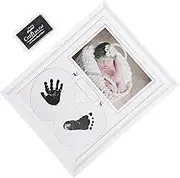 First Year Picture Frame Baby Growth Photo Frame Fingerprint and Footprint 5x7 Inches White Baby Keepsake